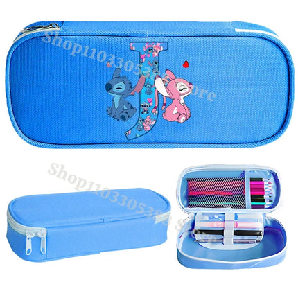 Disney Stitch Pencil Case for Students Anime High-capacity Letter A-Z Pen Bag Boys Girls Stationery Storage Box School Supplies