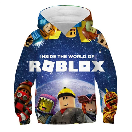 Loose Fit 3D Roblox Hoodie Kids 3-14Y Spring Autumn Boys Clothes Girls Outfit