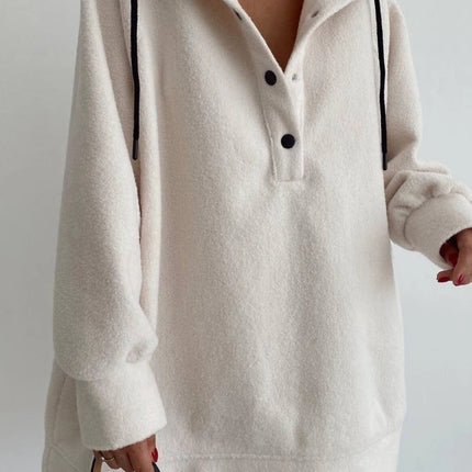 Woman Hooded Shirt Fashion Polar Fleece Loose Daily Casual Sweatshirt