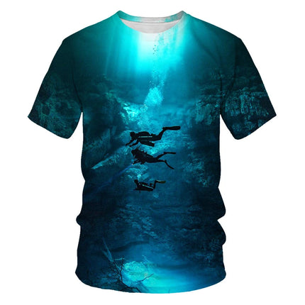 2022 Dive into the sea Underwater T shirts Diving Fish Men Women Casual Fashion Tshirt Short Sleeve Streetwear Tees Top Clothes