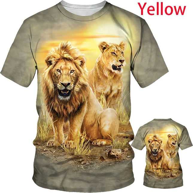 Cool Lion Tiger 3D Printed Couple T-shirt Unisex Summer Fashion Animal Short Tops