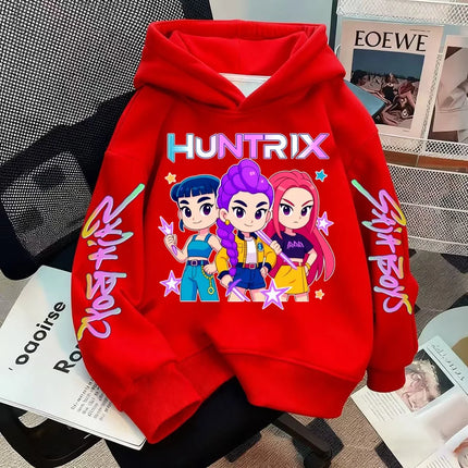HUNTRIX SAJABOYS K-POP Group Boy Girl Pullovers Hoodie Outdoor Street Sports Casual Loose Children Long-sleeve Warm Sweatshirt
