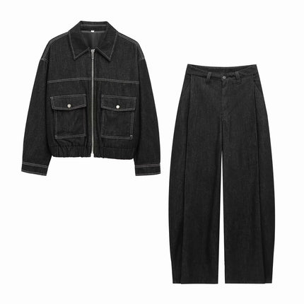 Denim Long Pants Sets Women 2 Pieces 2025 New Fashion Denim Jacket Coat Women Suit Casual Set Womens Outfits