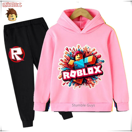 Roblox Kids Fashion Hoodie Set Anime Character Graphic Spring Autumn Boys Clothes Girls Casual Sweatshirt