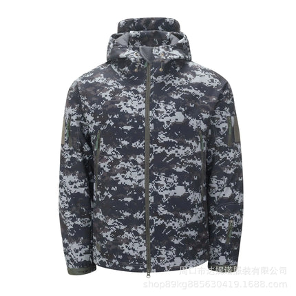 Thickened Shark Skin Soft Shell Jacket Camouflage Tactical Coat Fleece Lined Hooded Outdoor Skin Clothes Men's Fashion