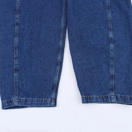 TRAFZA Vintage Casual Chic Women Cowboy Suit Zipper Loose Jackets Long Pockets Pants Fashion 2025 Spring Summer Denim Suits