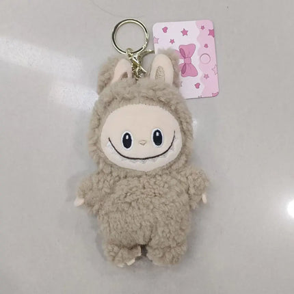 15CM Cute Labubu Plush Doll Keychain Toys Kawaii Macaroon Labubu Vinyl Face peluche Dolls Pendant Keychain Christmas  Kid Gift