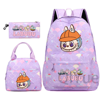 3Pcs/set Backpack for Girl School Teen Student Knapsack Women Rucksack with Lunch Bags Pencil Bag Fish Scale Style Bags