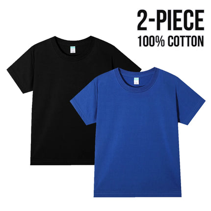 Simple Daily 2 Piece 100% Cotton T-shirt for Boys Girls Solid Color Crew Neck Short Sleeve Tops High Quality 2025 Kids Clothes