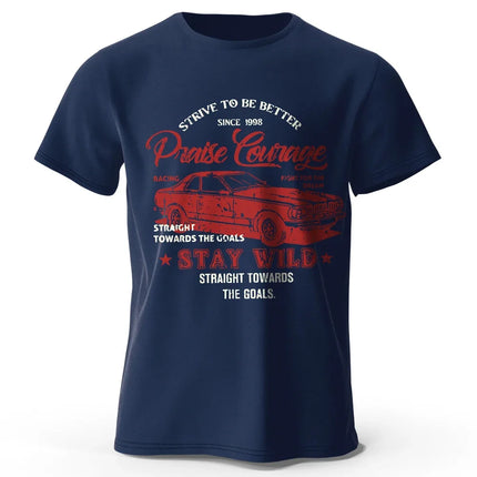 Men's Old Car Printed T-Shirt 100% Cotton Oversized Vintage Old School Graphic Tees for Men Women Summer Tops
