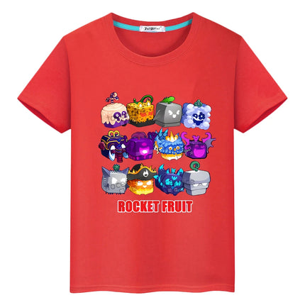New Game Blox Fruits 100%Cotton t shirt for kids boy 10years Short Tops anime Tees y2k one piece pride tshirt kids clothes girls
