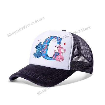Disney Stitch Parent-child Baseball Cap Cartoon Letter A-Z Printed Peaked Cap Men Women Kids Summer Fashion Sunscreen Cute Caps