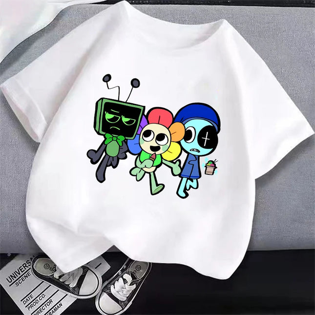 Game Dandy's World Kids Anime Cotton T-shirt Boy Girl Short Sleeve Top Children Cartoon Cute Tee Summer Casual Clothes Gift 2024