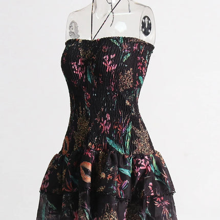 High Waist Spliced Folds Slimming Dress Female Fashion 2023
