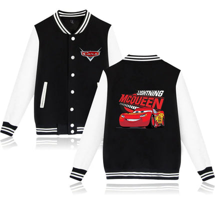 Cars Lightning McQueen Baseball College Jacket Oversized Men Clothes jacket Personality Street coats Anime Jackets Costume kid