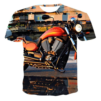 New Heavy Duty Motorcycle Harley Printed T-shirt 3D Men's and Women's Fashion Outdoor Sports T-shirt Summer Casual Cool Personal