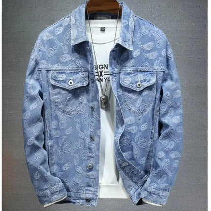 Summer New Men Pure Colour Denim Jacket Single-breasted Lapel Daily Casual Coats
