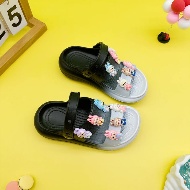Fashion Popular Cartoon Slippers New Double Color Flats Bottom Boys and Girls Non-Slip Soft Bottom Sandals 811