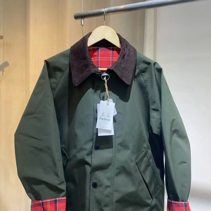 Japanese Version Of B@r  X ADAM ET ROPE Red Plaid Double-sided Unwaxed Jacket Jacket Short Trench Coat