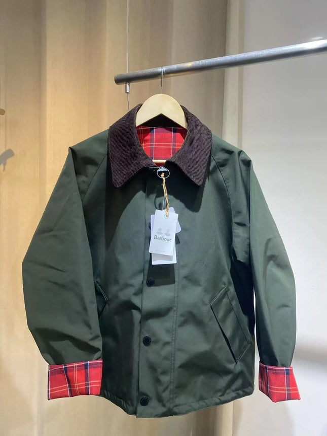 Japanese Version Of B@r  X ADAM ET ROPE Red Plaid Double-sided Unwaxed Jacket Jacket Short Trench Coat