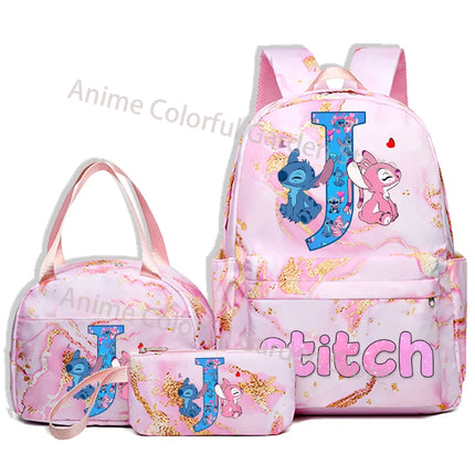 3pcs Disney Stitch Backpack Pencil Case Lunch Bag Set Students Fashion Schoolbag Pen Bag Bento Pouch Suit Anime School Supplies