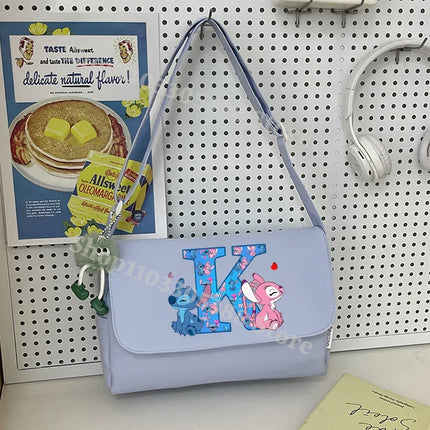 Disney Stitch Nylon Waterproof Shoulder Bag Women Anime Fashion High-capacity Crossbody Bags Students Commute Portable Handbag