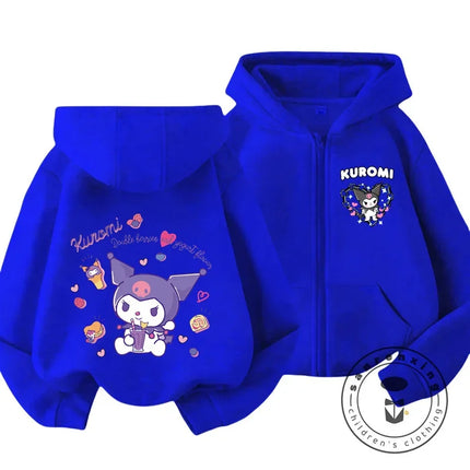 Kids Girls Kuromi Anime Hoodies Long Sleeve Sweatshirts Children Autumn and Winter 3 14 Years Old Cartoon Casual Hooded Tops