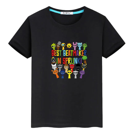 Sprunki print anime Short Tops 100%Cotton Cute Tees Sprunki t shirt for kids boy 10year pride tshirt y2k one piece girls clothes