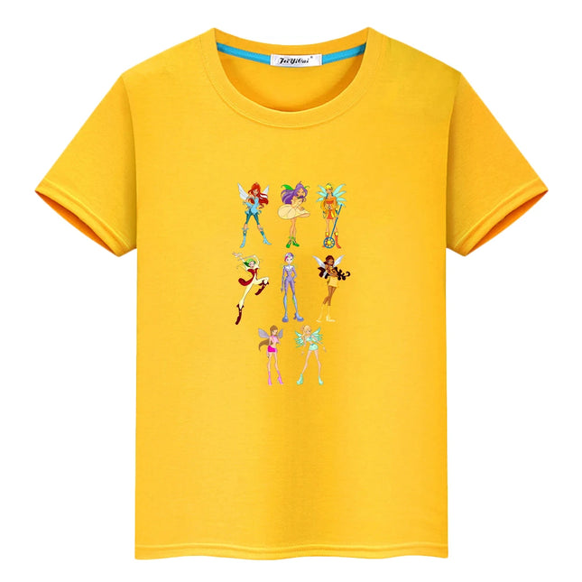 Winx print Cartoon 100%Cotton t shirt for kids boy 10year anime Short  pride tshirt Winx Cute Tops y2k girl clothes baby clothes
