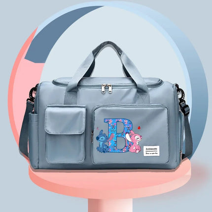 Disney Stitch High-capacity Luggage Bag with Shoes Box Men Women Anime Sport Fitness Yoga Portable Handbag Fashion Traveling Bag
