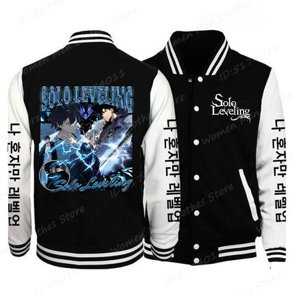 Solo Leveling Sung Jinwoo Print Baseball Jacket Men Women Fashion Street Style Coat Tops Anime Solo Leveling Anime Jacket