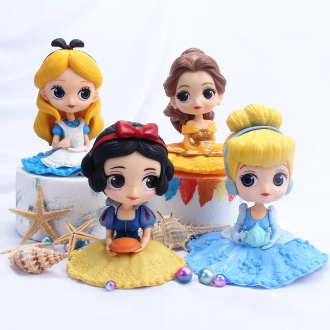 10cm Q Posket Princess Tiana Snow White Rapunzel Ariel Cinderella Belle Mermaid PVC Action Figures Model Toys Kid Gift