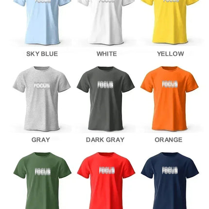 Focus Letter Minimalist Style 100% Cotton T-Shirt, Lightweight Round Neck Short Sleeve Tee, Perfect for Men & Women