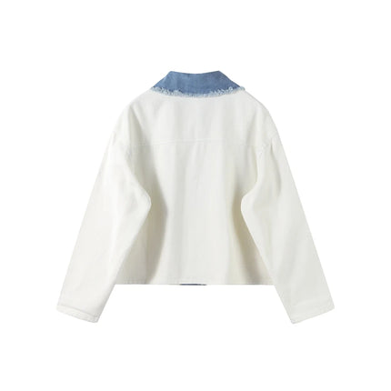 Women Patchwork Fringes Denim Jackets Coats Baggy Long Sleeves Spring Summer Jeans Tops Distressed High Street Elegant Lady Coat