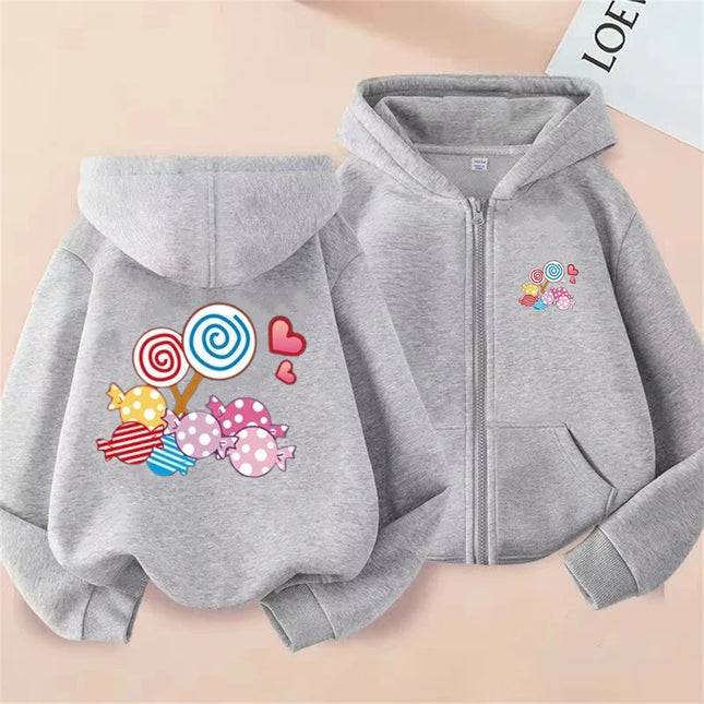 Fruit candy Children's Zipper Hoodie Pink tops Girls' cardigan Coat Sweatshirt Kids Clothing Age 3-12 Toddler festival Gift