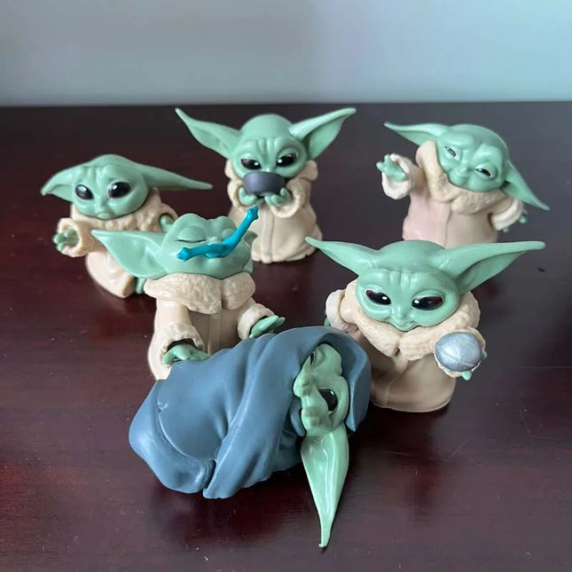 6Pcs/set Disney Star Wars The Master Baby Yoda Doll Mini Figures Model Toy Cute Doll Bookshelf Ornament Gift For Children