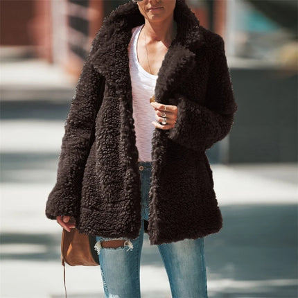 Plus Size Women Winter Warm Coat Jacket Outwear Ladies Cardigan Coat Double Sided Polar Fleece Hooded Coat New Fashion Simple