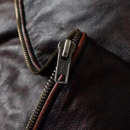Vintage Black Brown Real Cowhide Genuine Leather Jacket Real Fur Men's Leather Jacket Bomber Men Leather Jacket Motorcycle Coat