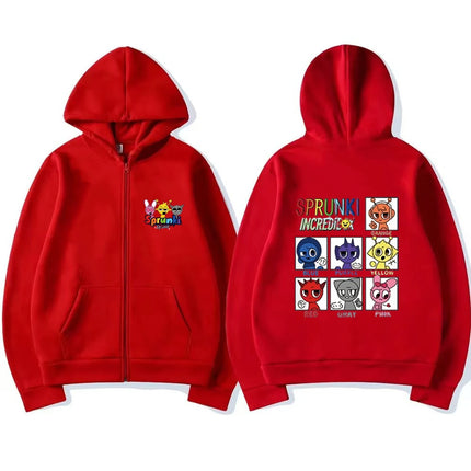 Sprunki Zipper Hoodies for Children Incredibox Anime Figures Girl Sweatshirt Kids Spring Autumn Pullover  Gift Boy's Clothes