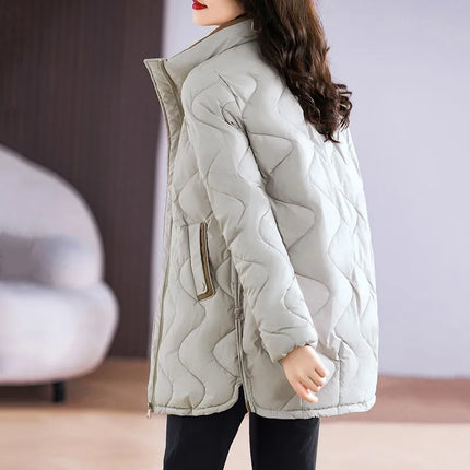 Winter Coat Women Fashion Down Cotton Hooded Jacket Casual Loose stand collar Solid Warm Thick Outwear Parka
