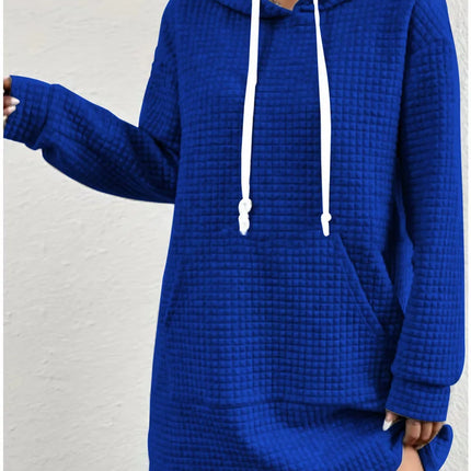 Fabric Drawstring Hoodie Female Casual Long Outerwear