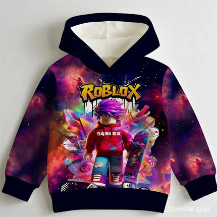 Loose Fit 3D Roblox Hoodie Kids 3-14Y Spring Autumn Boys Clothes Girls Outfit