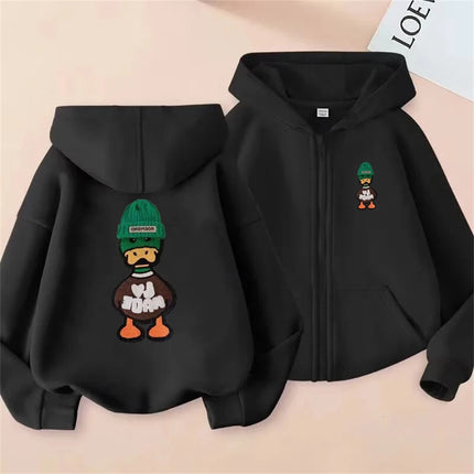 Boy's Clothes Zipper Hoodies coat Duck print for Children little Girl red Sweatshirt Kids Spring Autumn Pullover festival Gift