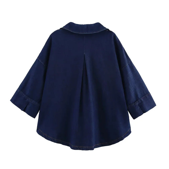 Summer Women's Suit High Waisted Wide Leg Jeans Denim Shirt Jacket Top 2025 Casual Loose Outerwear Trousers 2-piece Set