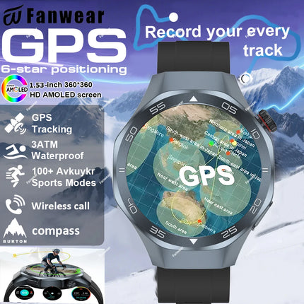 Fanwear New Watch GT5 Pro Smart Watch Men HD AMOLED Sapphire Screen GPS Tracker BT Call Health Waterproof Smartwatch Heart Rate
