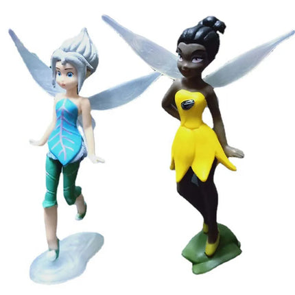 Disney 7pcs Tinkerbell Flower Faery Fairy Elf Princess Pvc Anime Action Figure Mini Model Figurine Doll Toys For Children's Gift