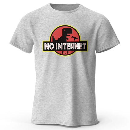 Men's No Internet Printed T-Shirt 100% Cotton Oversized Funny Graphic Tees for Men Women Summer Tops