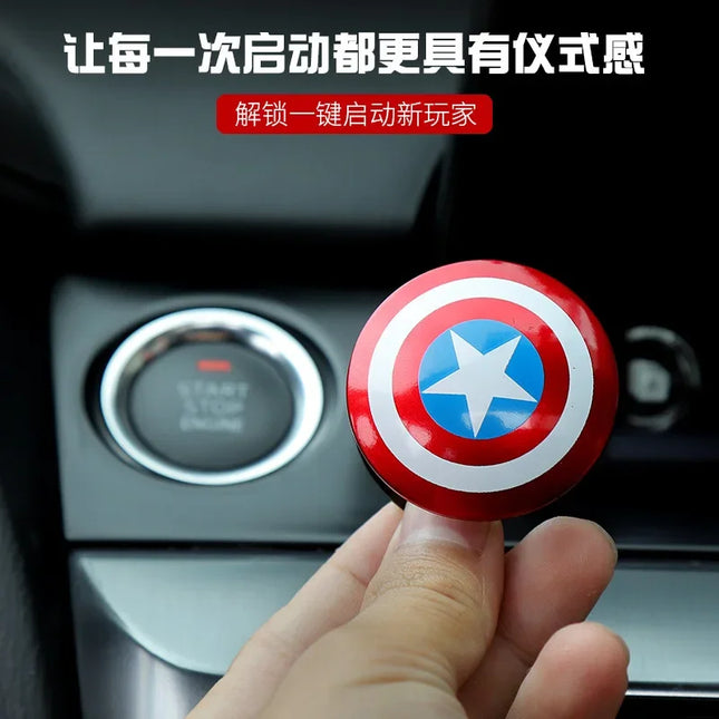 Hot Disney Iron Man Spiderman Car Interior Sticker Anime Figure Car Engine Ignition Start Switch Button Cover Trim Stickers Toys