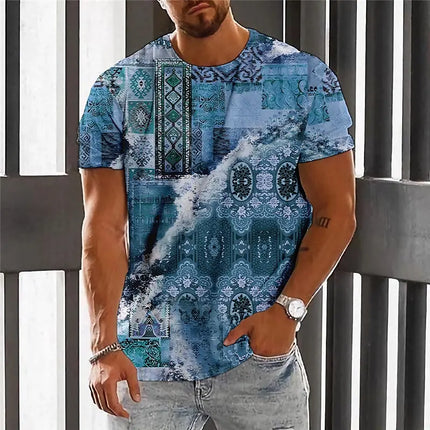 Summer Fashion National Characteristic Clothing Printed Men's And Women's Casual Round Neck Short Sleeve Hip Hop Street T-shirt
