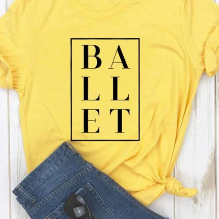 Summer Women T Shirt Ballet Letters Print Tshirt Women Short Sleeve O Neck Loose T-shirt Ladies Causal Tee Shirt Clothes Tops